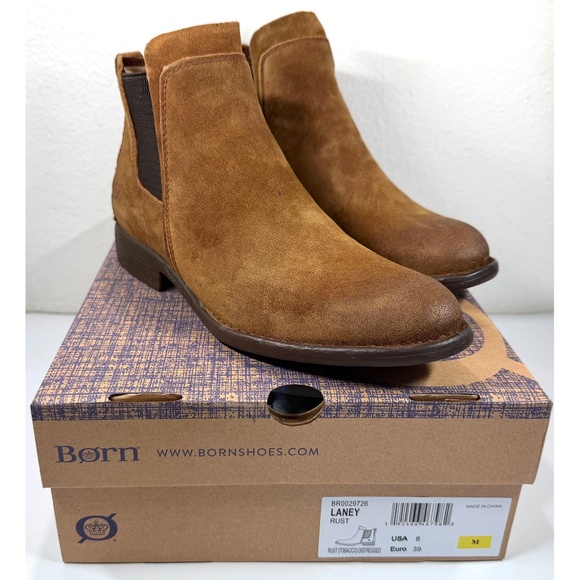 Børn Laney Rust Tobacco Distressed Sueded Leather Chelsea Bootie. Size 8 M - Picture 3 of 13